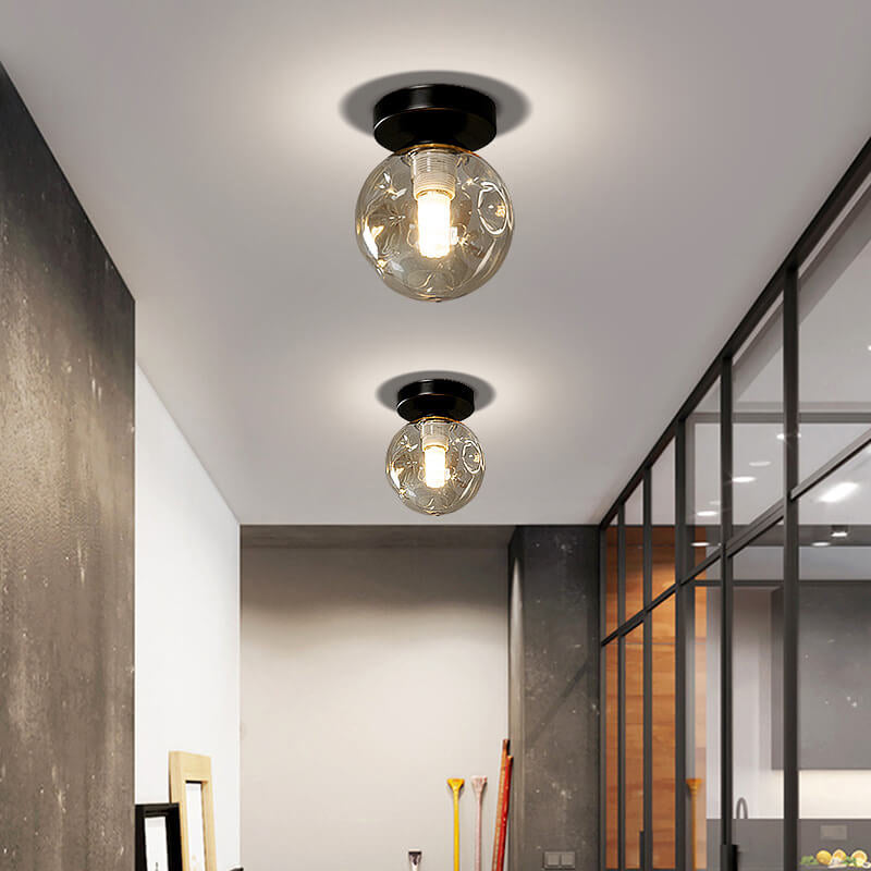 Nordic Glass Orb 1-Light LED Semi-Flush Mount Ceiling Light