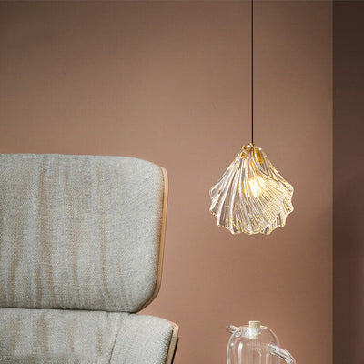 Modern Luxury Glass Shell Brass 1-Light Pendant Light