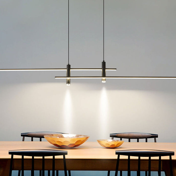 Lustre LED moderne à longue ligne avec projecteur pour îlot 