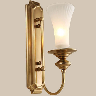 Modern Light Luxury All Copper Glass Petals 1/2-Light Wall Sconce Lamp