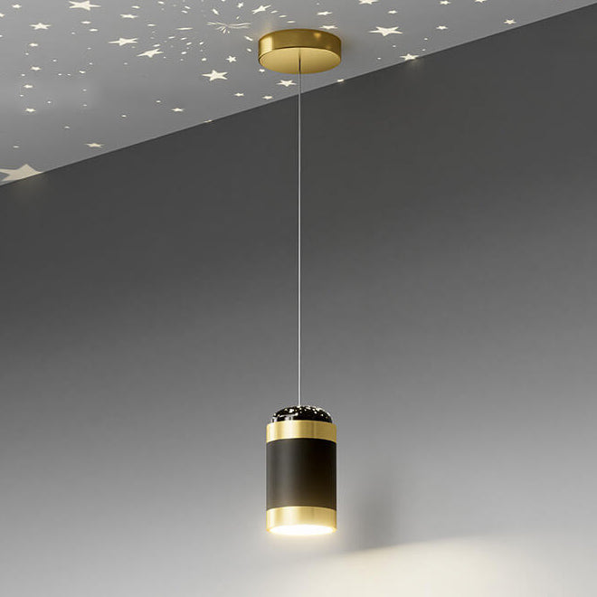 Modern Creative Iron Acrylic Cylindrical Starry Projection LED Pendant Light