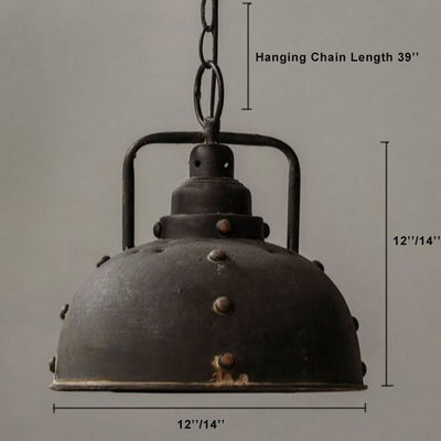 Vintage Rust 1-Light Dome Pendant Light