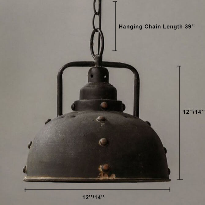 Vintage Rust 1-Light Dome Pendant Light