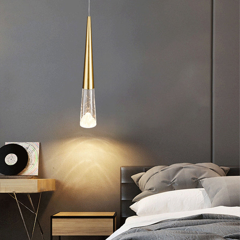Simple Full Copper Long Wire Slim Tapered Design LED Pendant Light