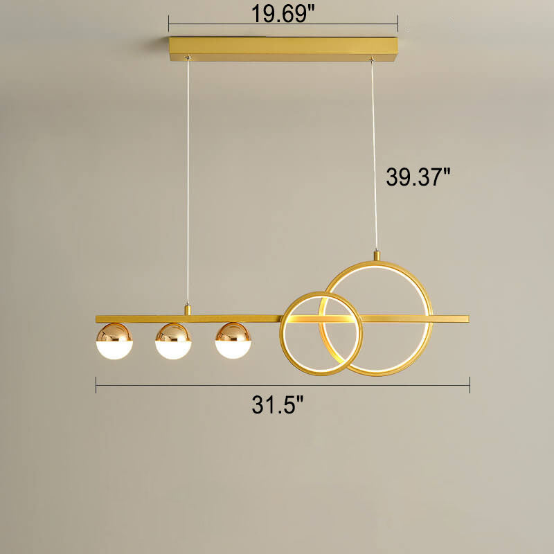 Modern Luxury Long Strip Round Globe Design LED Island Light Chandelier