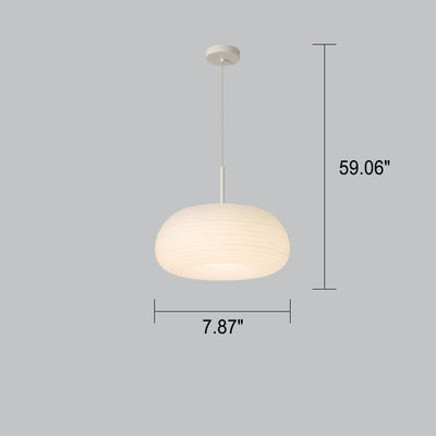 Modern Minimalist Pure White Round Iron PE LED Pendant Light