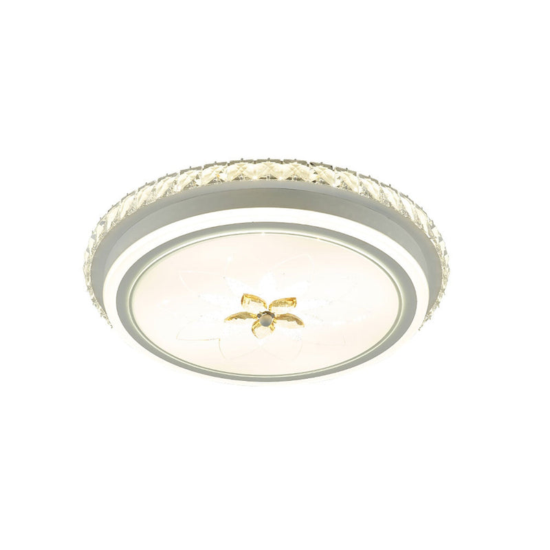 European Crystal Round Flower Design LED Flush Mount Ceiling Light