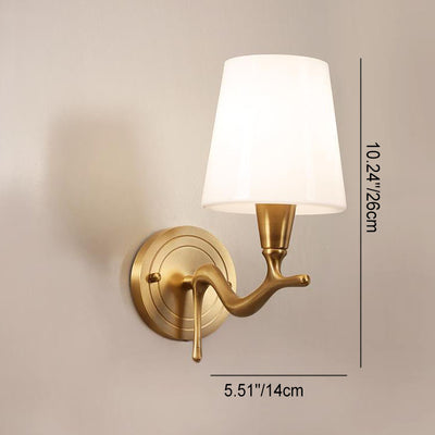 European Luxury Brass Swan Neck Glass 1/2 Light Wall Sconce Lamp