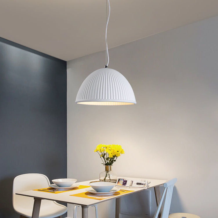 Luminaire suspendu en forme de dôme à 1 lumière en résine nervurée industrielle 