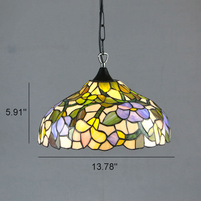 Tiffany Vintage Glasschirm 1-Licht Pendelleuchte 