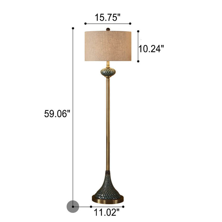 Europäischer Leichtluxus mit Keramikhardware und Stoff, 1-flammige Stehlampe 