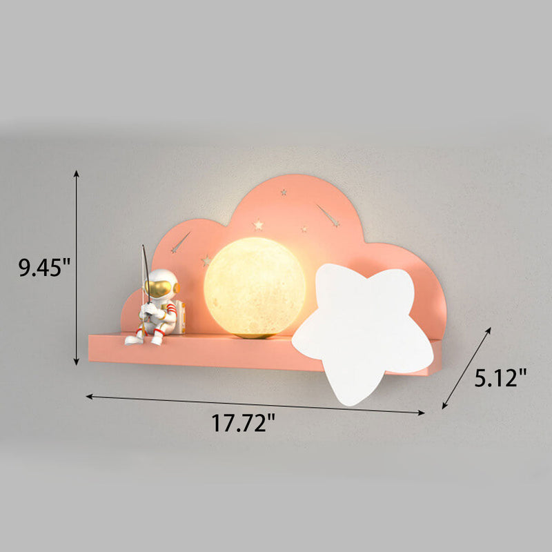 Childlike Creative Moon Astronaut Design LED Wall Sconce Lamp