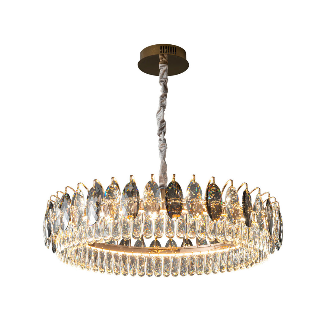 Lustre LED rond en cristal de luxe léger européen 