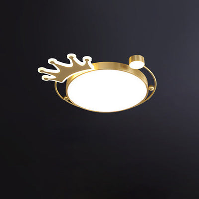 Nordic Creative Crown Brass LED Flush Mount Ceiling Light