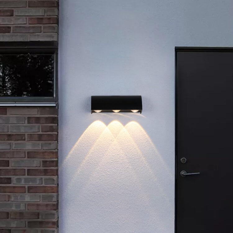 Luz de Pared Exterior Impermeable LED de 3 Luces de Aluminio Cilíndrico Moderno 
