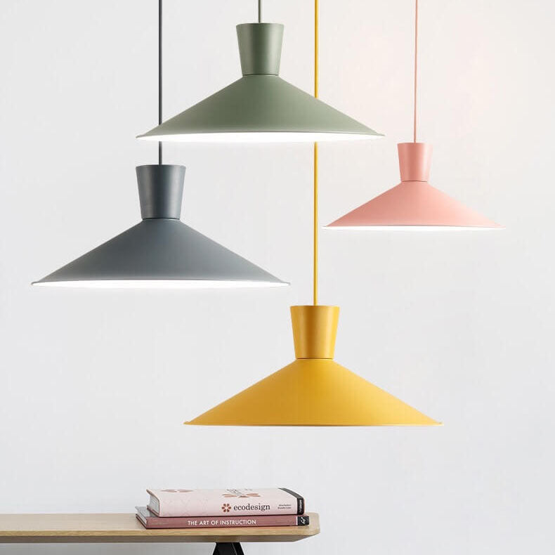 Lámpara colgante moderna simple de macaron con 1 luz y borde festoneado 
