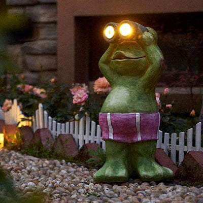 Garden Statue Solar Frog Resin Outdoor Waterproof Decorative Night Light