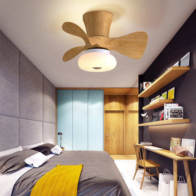 Moderne nordische Macaron LED-Deckenventilatorleuchte aus ABS und Metall zur halbbündigen Montage für das Wohnzimmer 