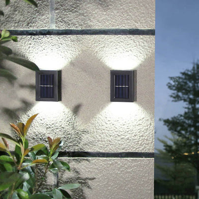 Solar-Quadrat nach oben und unten beleuchtete LED-Außenwasserdichte Gartenwandleuchte 
