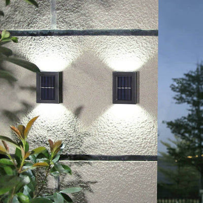 Applique murale de jardin étanche à LED avec éclairage solaire vers le haut et vers le bas 