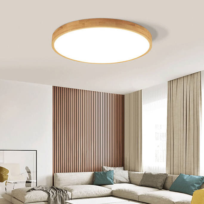 Nordic Massivholz Runde Ultra-Dünne LED Deckenleuchte 