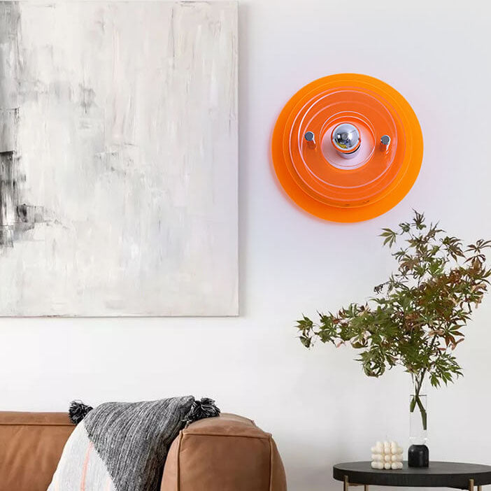 Lampe murale moderne en acrylique à 1 lumière avec ombre ronde teintée 
