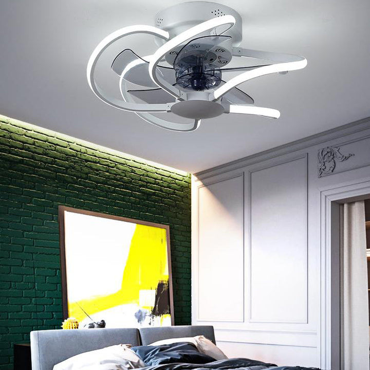 Moderner kreativer Käfig LED-Deckenventilator mit halb bündiger Montage 
