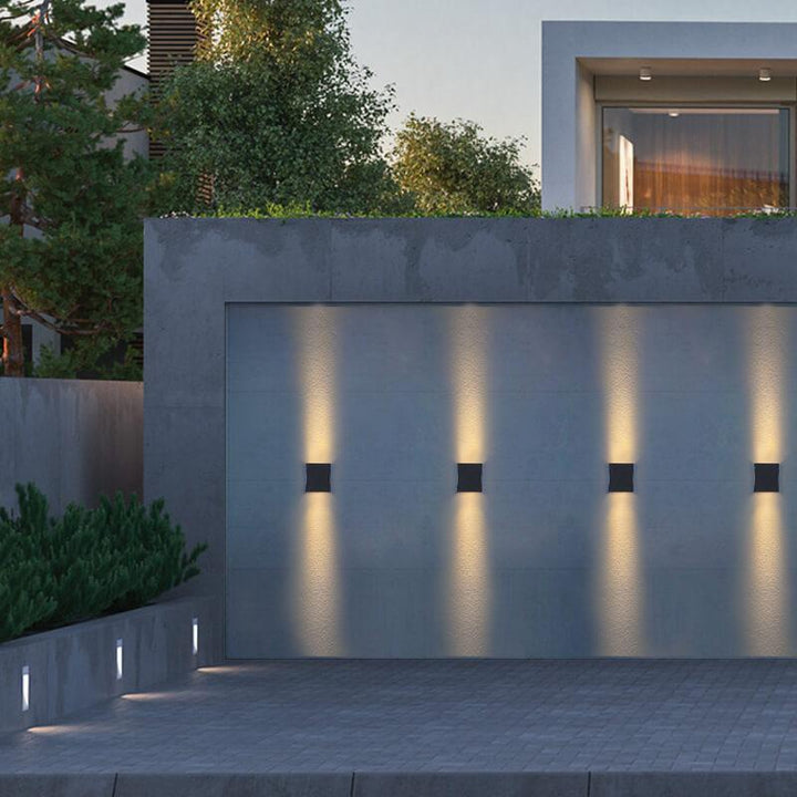 Moderne quadratische Aluminium-LED-Außenwandleuchte, wasserdicht 