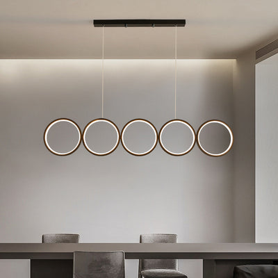 Nordic Creative Iron Acrylic 5-Circle LED Chandelier