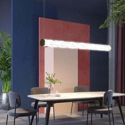 Modern Textured Glass Long Bar 1-Light LED Chandelier