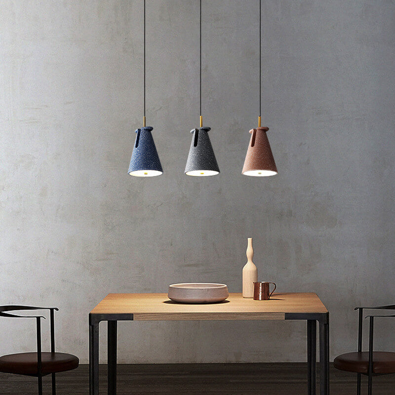 Modern Colorful Resin Terrazzo Cone 1-Light Rotatable Pendant Light