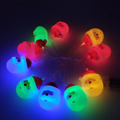 Lumières de Noël Père Noël Guirlande Lumineuse Décoration de Fête Patio 10/20 Lumières à Piles 