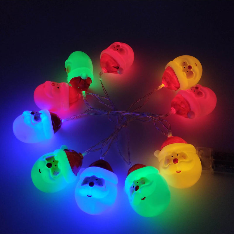 Lumières de Noël Père Noël Guirlande Lumineuse Décoration de Fête Patio 10/20 Lumières à Piles 