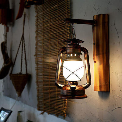 Vintage Horse Lantern Iron 1-Light Wall Sconce Lamp