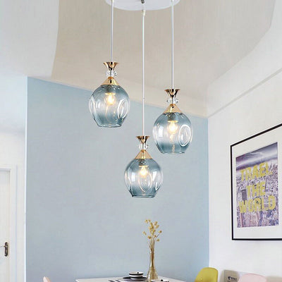 Nordic Gradient Glass Orb 1/3 Light Island Light Chandelier