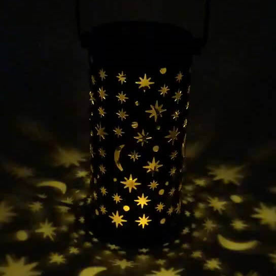 Farol de Hierro Solar Estrella Luna LED Exterior Impermeable para Jardín de Césped 