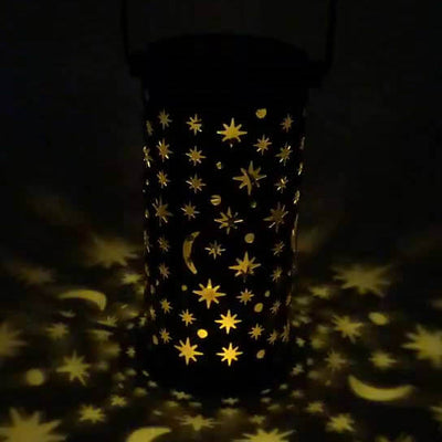 Solar Iron Lantern Star Moon LED Outdoor Waterproof Lawn Garden Floor Lamp