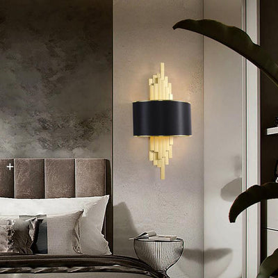 Modern Fabric Hardware Column 2-Light  Wall Sconce Lamp