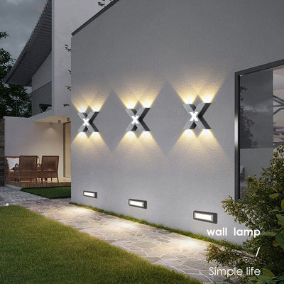 Lampe murale extérieure moderne étanche en forme de X à LED 4 lumières 