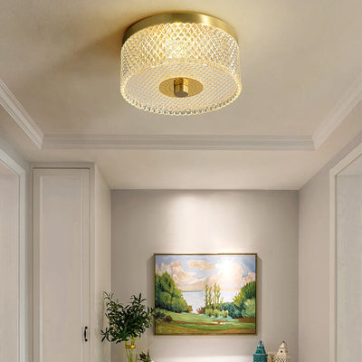 Simple Square Round Acrylic Brass LED Flush Mount Ceiling Light