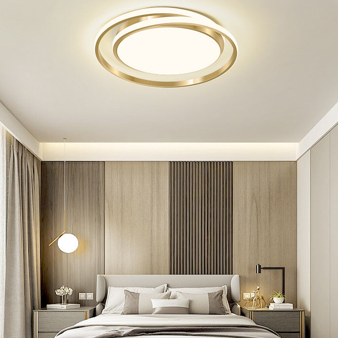Plafonnier LED à montage encastré, lumière moderne et de luxe, cercle doré 