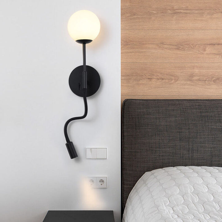 Modern Round Glass Ball Silicone Hose 1-Light Wall Sconce Lamp