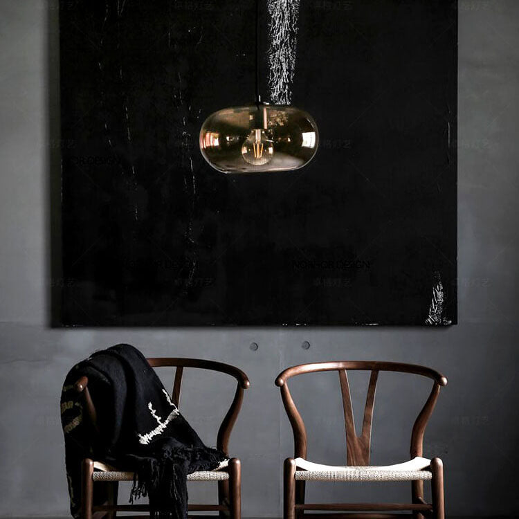 Nordic Color Glass Oval Dome 1-Light Pendant Light
