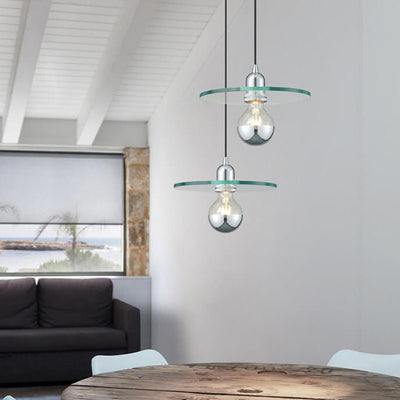 Modern Minimalist Glass Flying Saucer 1-Light Pendant Light