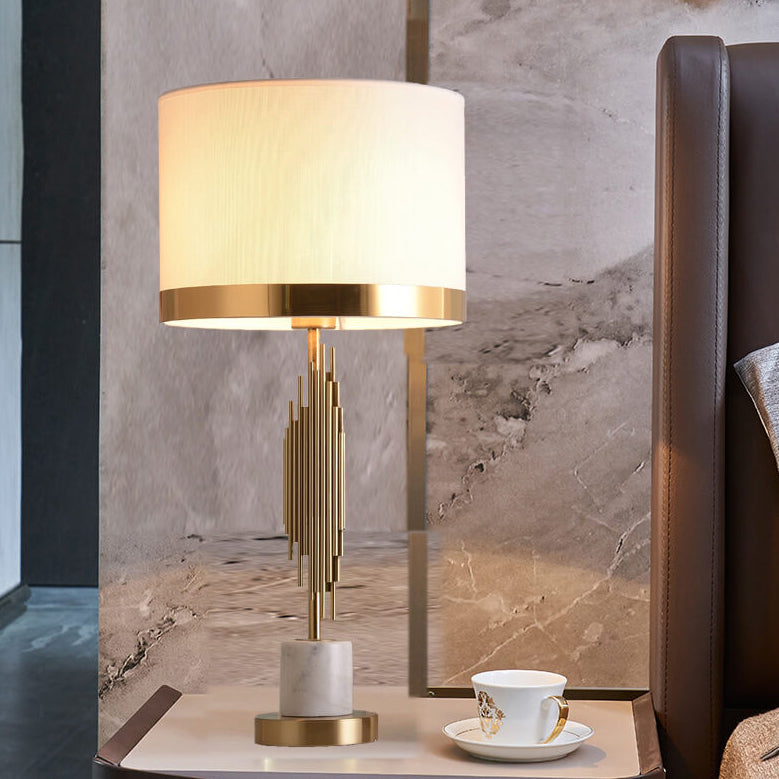 Nordic Luxury Fabric Marble Base 1-Light Table Lamp