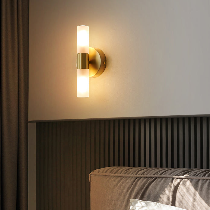 Moderne Luxuskolonne Acryl Messing 1/2/4 Licht LED Wandleuchte 