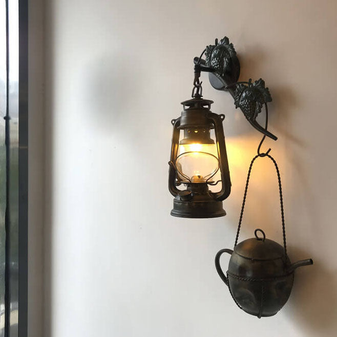 Lampe à kérosène vintage Bouilloire Applique murale à 1 lumière 
