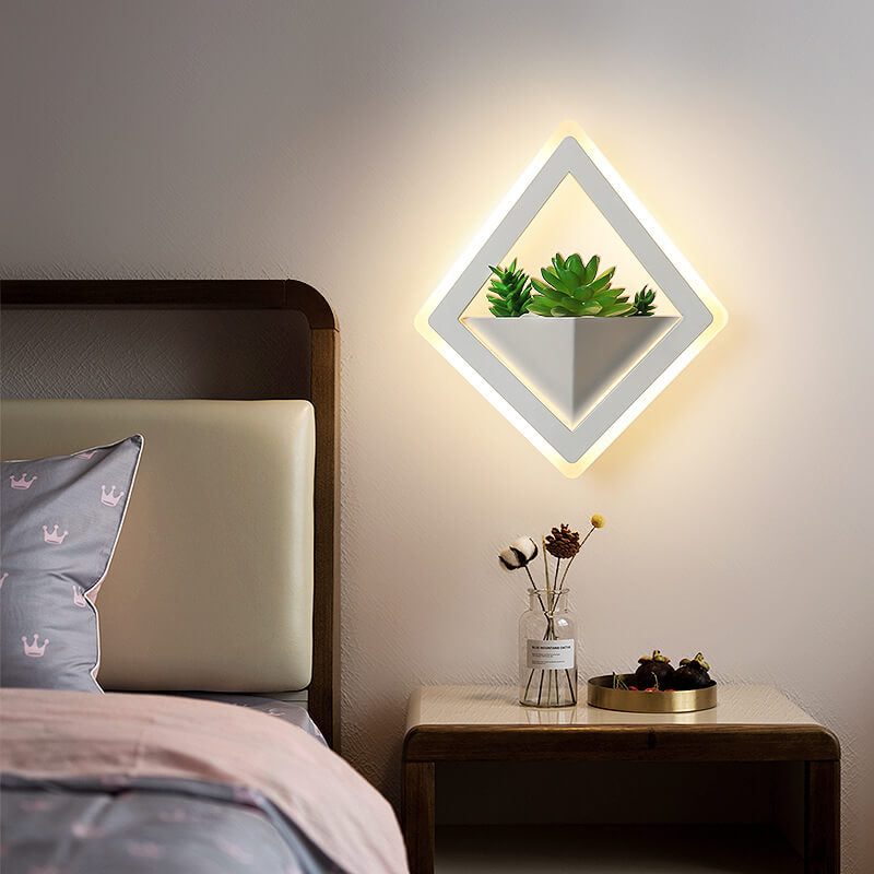 Modern Square Iron Plants Acrylic LED Wall Sconce Lamp