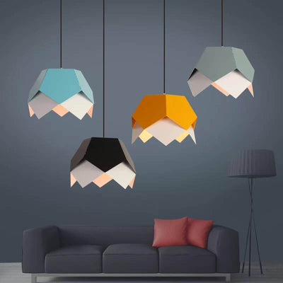 Modern Creative Colorful Geometric Lotus 1-Light Pendant Light