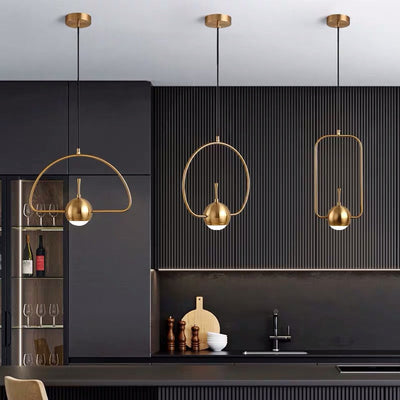 Nordic Creative Golden Iron Ring 1-Light LED Pendant Light